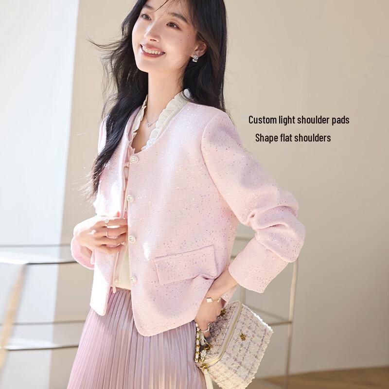 VICTORIA&VERA Women's Elegant Shimmer Textured Jacket