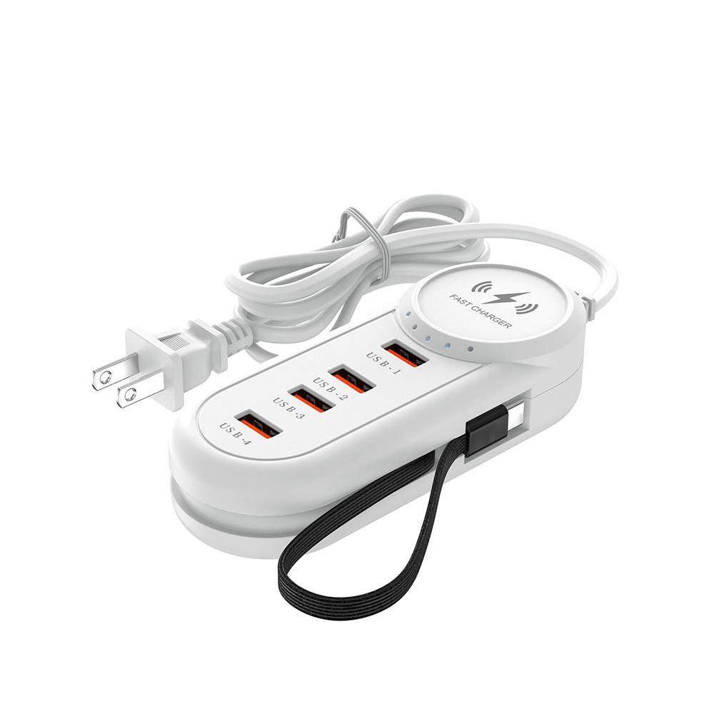 4-в-1 Зарядная станция Удлинитель USB C Быстрая зарядка Зарядное устройство для телефона Розетка для IPhone Samsung Xiaomi Huawei EU/US/UK Вилка Настенный адаптер