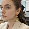 Простые серьги-клипсы из нержавеющей стали в форме капли, 18 карат с золотым покрытием, гипоаллергенные, гладкие, без прокола, для женщин