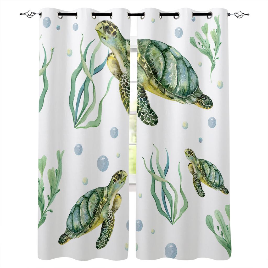 Sea Turtle Ocean Creature Landscape Blackout Curtains For Living Room Bedroom Window Treatment Blinds Drapes Kitchen Curtains