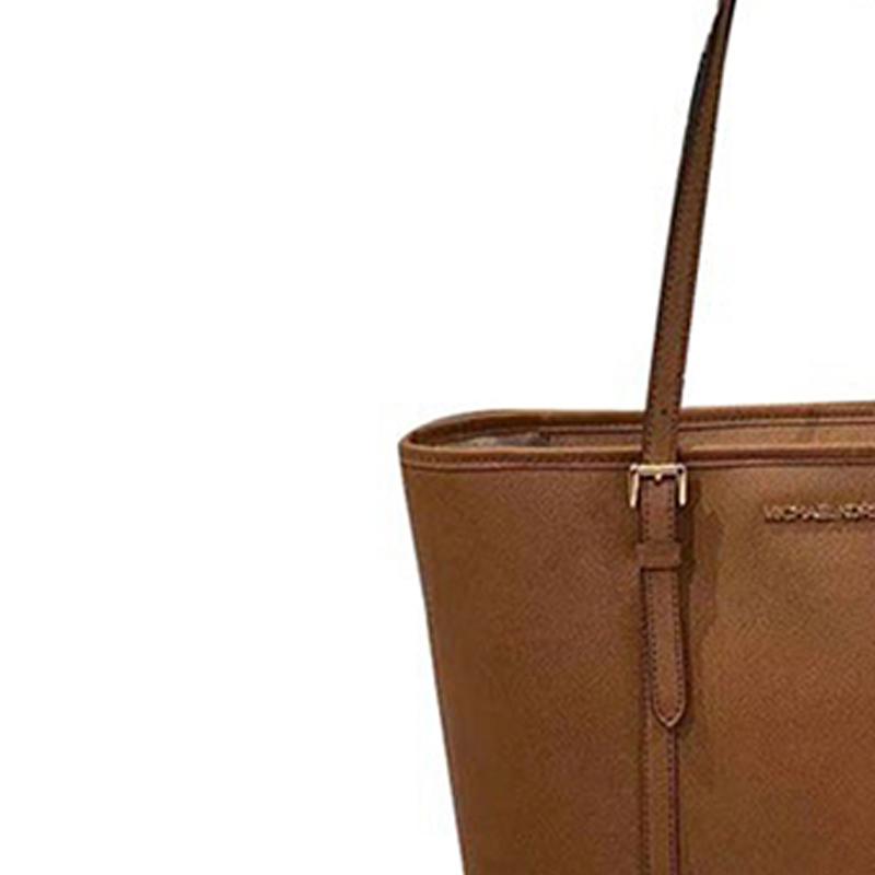Michael Kors Jet Set Travel Подвеска с логотипом-буквой Ручная сумка-тоут Однотонная Кожаная сумка через плечо для поездок на работу Женская Коричневая