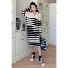 Premium Temperament Celebrity Fashion Knitted Long-sleeved Sweater Sweater Medium and Long Dress