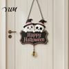 Festive Entrance Hanging Bell Halloween Cute Witch Hat Ghost Door Sign, Wooden Decoration, Decorative Skull Doorbell Pendants for Indoor Outdoor Home
