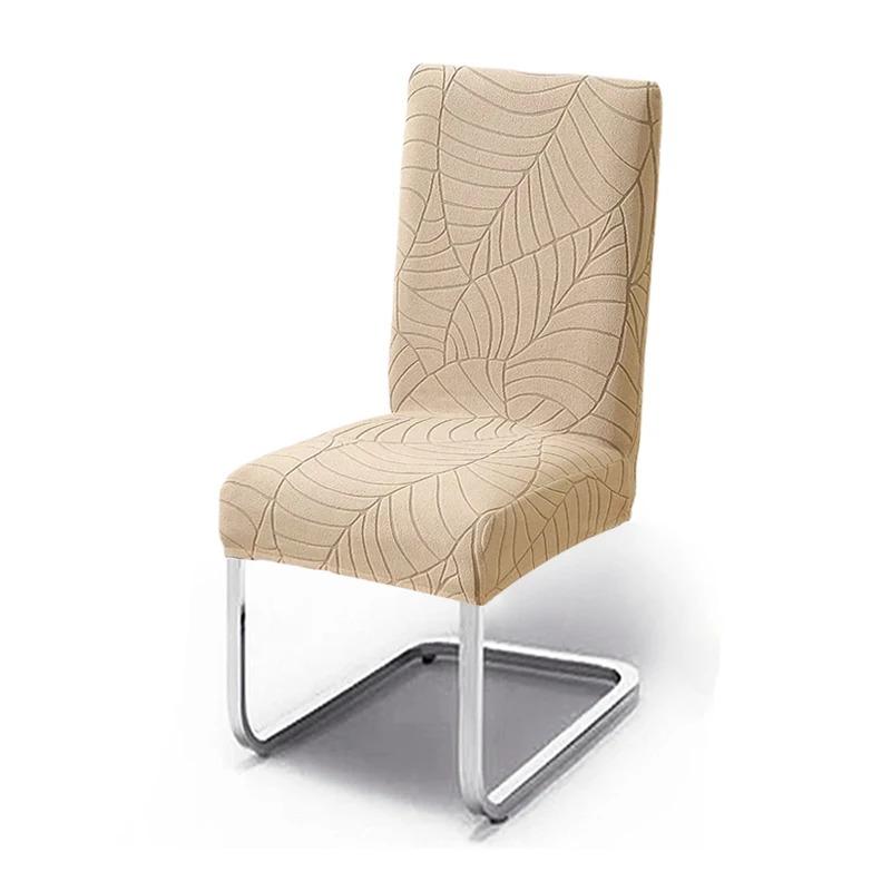 1-6Pcs Solid Spandex Chair Covers Leaf Pattern Seat Protectors For Kitchen Dining Room Home Restaurant Furniture
