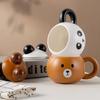 Новая мультяшная кружка-медведь с крышкой, офисная керамическая чашка высокой ценности, кофейная чашка для дома, для пары