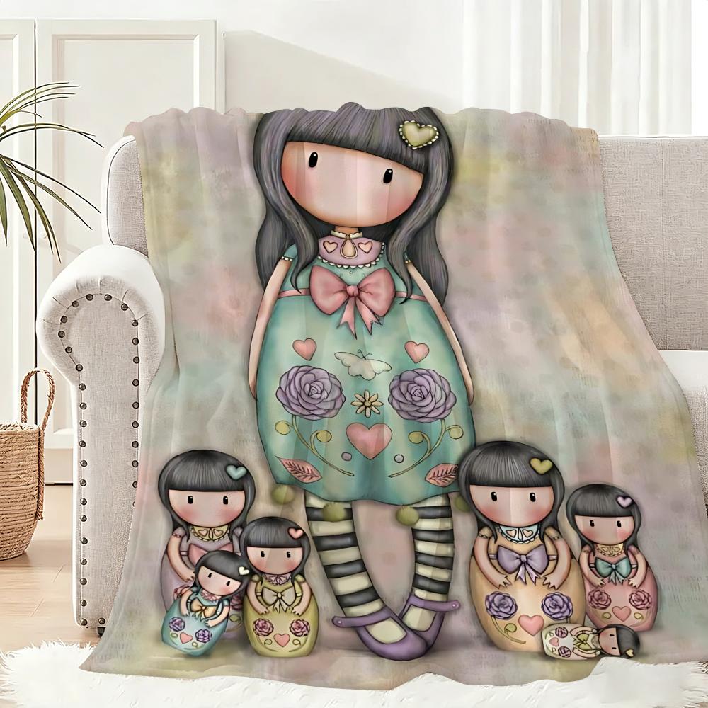 Cartoon Santoro Gorjuss Throw Lightweight 240g Flannel Blanket Soft Skin-friendly for Summer Cooling