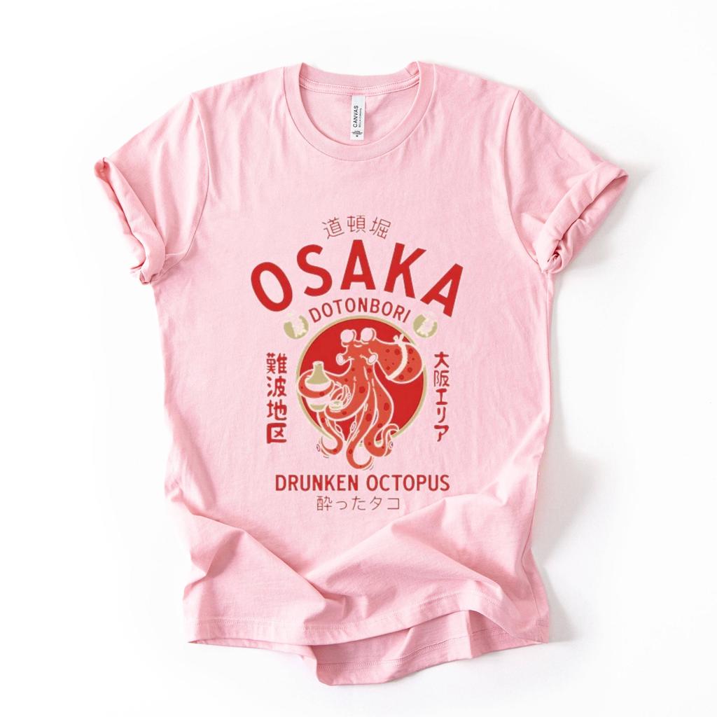Osaka Octopus Graphic Tee Japanese Street Art Shirt Unisex Casual TravelStyle Short Sleeve Daily Streetwear Top