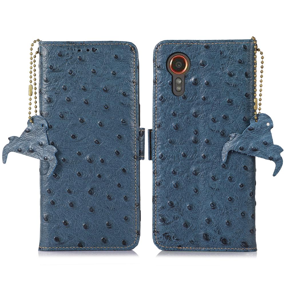 For Samsung Galaxy Xcover7 Genuine Cow Leather Case RFID Blocking Wallet Cover