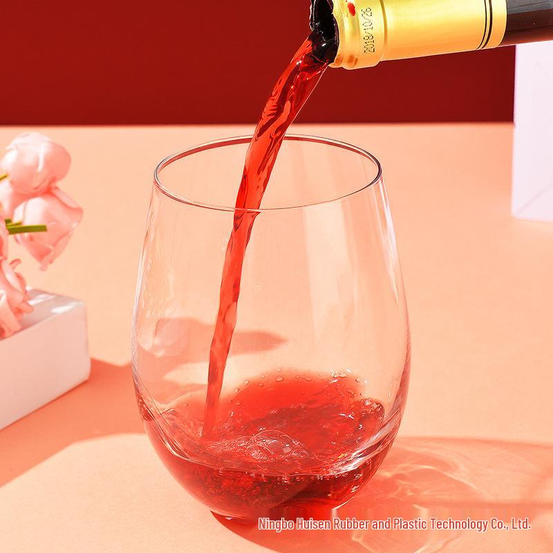 PET Plastic Egg-Shaped Footless Wine Glass, 12oz-16oz, Transparent