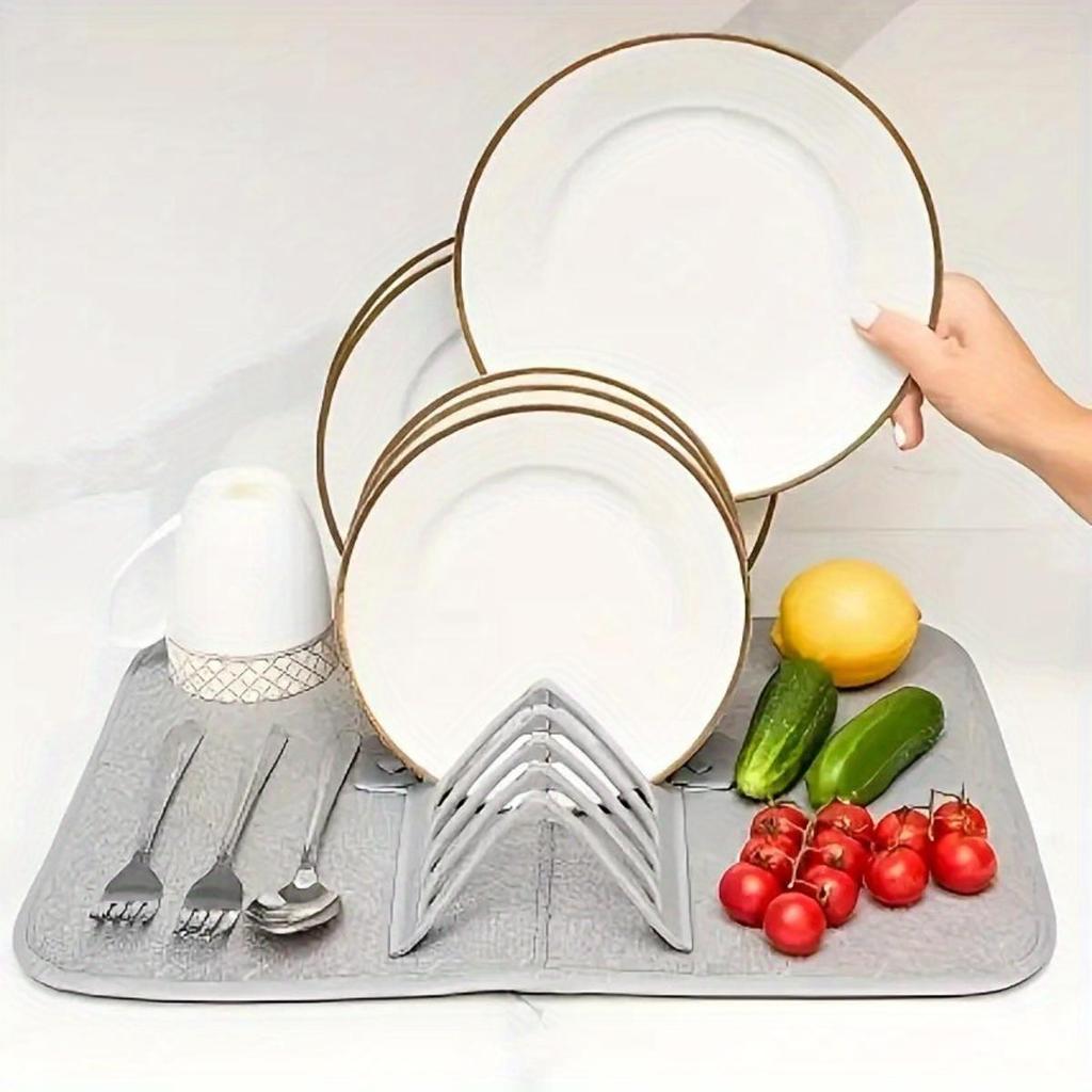 Коврик и подставка для сушки посуды Супервпитывающий кухонный коврик для сушки кастрюль, тарелок, сковородок, мисок, столовых приборов, кухонной утвари, овощей