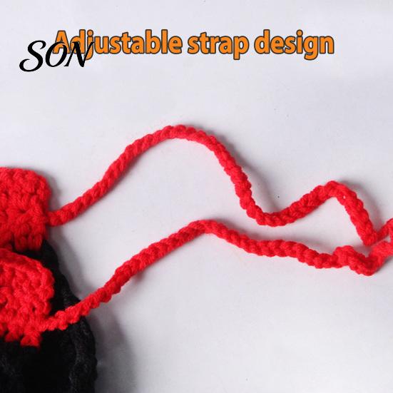 Costume for Parrots Halloween Parrot Vampire Cape, Knitted Cosplay Cape with Red Small Animal Holiday Outfit Collar, Crochet Bird Cloak Party