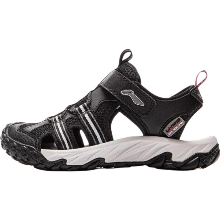 Li Ning Kids Comfortable Soft Non-Slip Wear-Resistant Low-Top Sandals Kids Sandals Black YKUV014-7