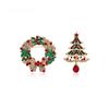 «Популярное европейское и американское рождественское украшение: Металлическая брошь-венок «Капля масла» с полыми бриллиантами для женской одежды