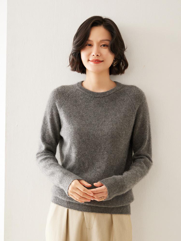Women's Cashmere Sweater - Autumn/Winter Lazy Style, Thick Loose Knit, Round Neck Pullover Base Layer