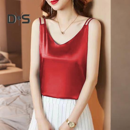 Женский укороченный жилет с V-образным вырезом, без рукавов, гладкий атласный топ из искусственного шелка, укороченный жилет, универсальная повседневная одежда