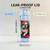1PC Bulldog Angel Wings Pattern 750ml Color Plastic Sports Water Bottle Leakproof Flip Straw Lid Suitable for Sports Office Home Use