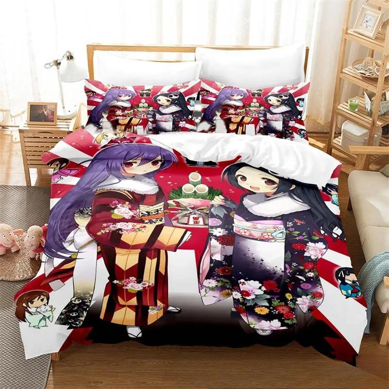 Мода 3D Принт Аниме Этот мир знает только Бог Постельное белье Мальчик Девочка Полуторный Двуспальный Королевский Размер Пододеяльник Наволочка Кровать мальчики Взрослый