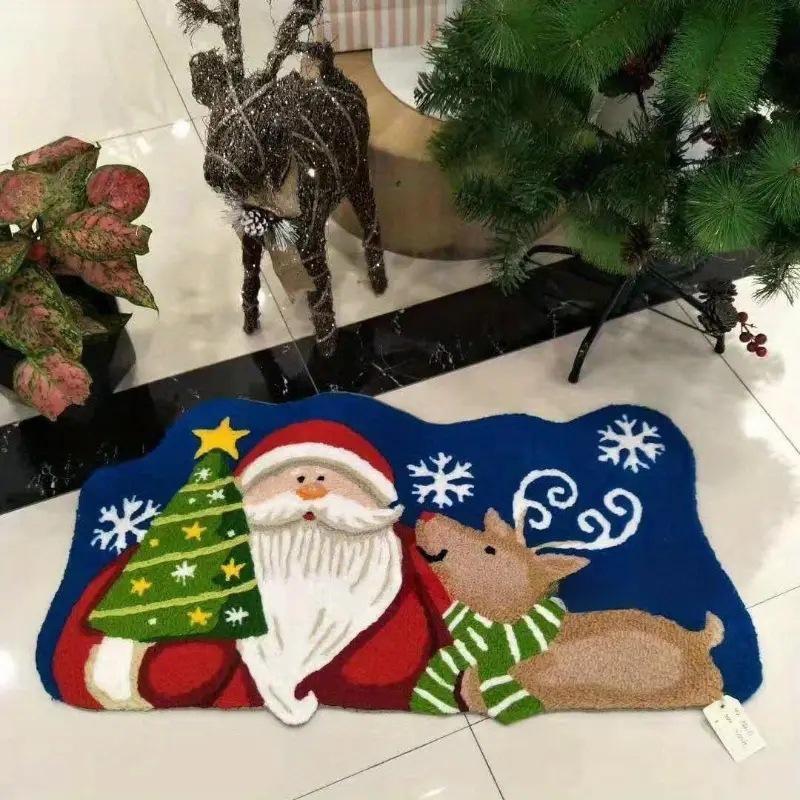 Christmas doormat Santa Claus indoor and outdoor carpet New Year 2026 Christmas tree decoration Christmas decoration