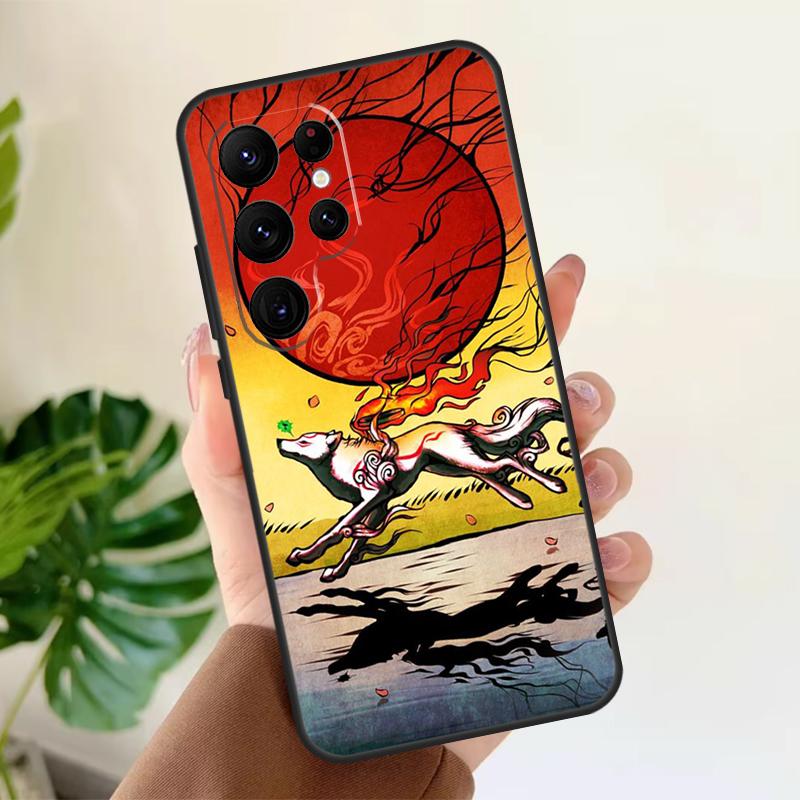 Мягкий чехол Волк Оками для Samsung Galaxy S24 Ultra S21 S22 S23 S25 Plus S20 FE S9 S10 S23 FE