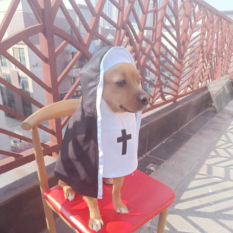 Nun Style Pet Costume Breathing Material Fun Photo Prop For Small And Medium Pets