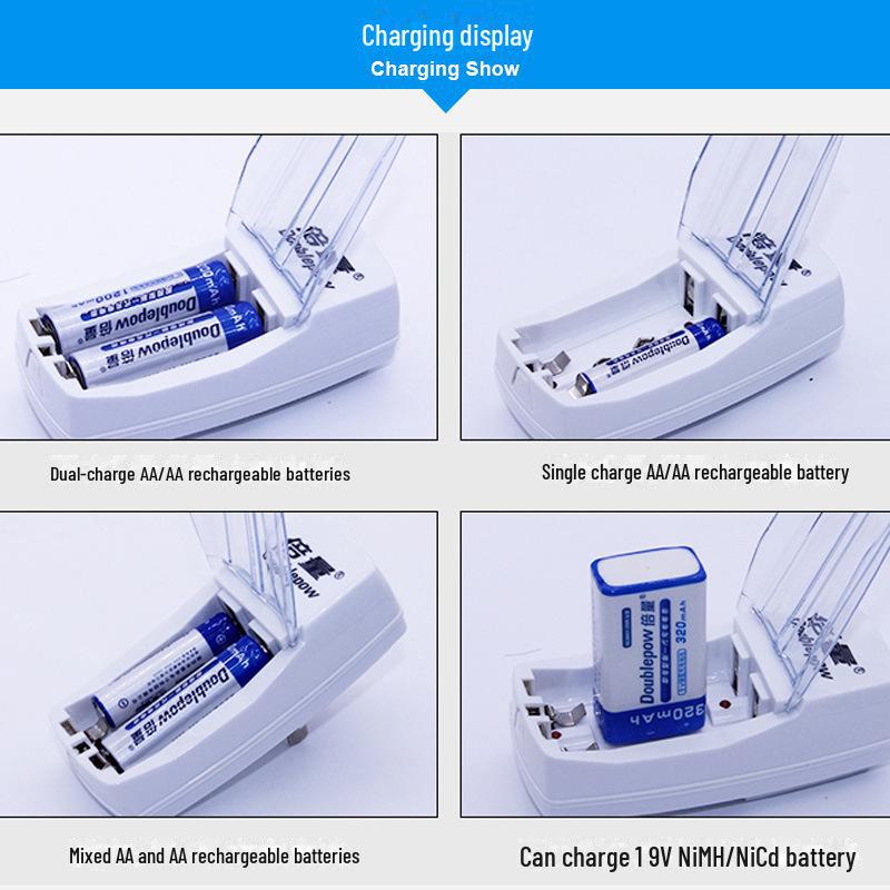 Зарядное устройство NiMH с двумя слотами для аккумуляторов 5 В/7 В/9 В, европейский стандарт