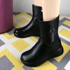 High-grade Extra-thick Ultra-light Thick-soled Velvet Martin Boots, Winter New Round Head Simple Flat-bottomed Medium Tube Short Boots for Women