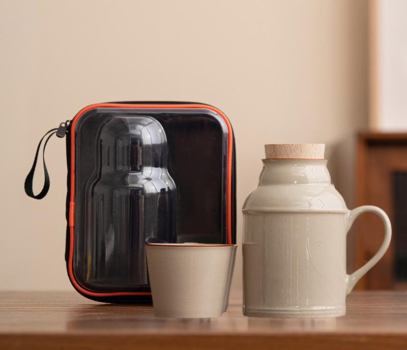 Керамические кружки с пробковой пробкой термосы с ручкой бутылка для воды большой емкости изолированная чашка для горячего чая кофе классическая посуда для напитков