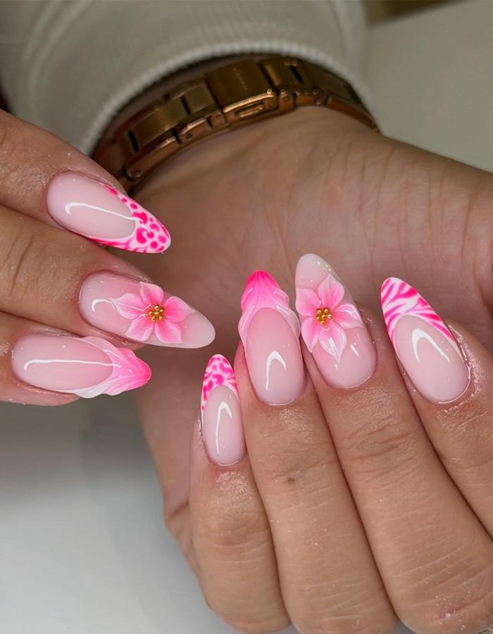 Wearable French Y2k European And American Sweet And Cool Manicure Three-dimensional Wavy Flower Short Fake Nails
