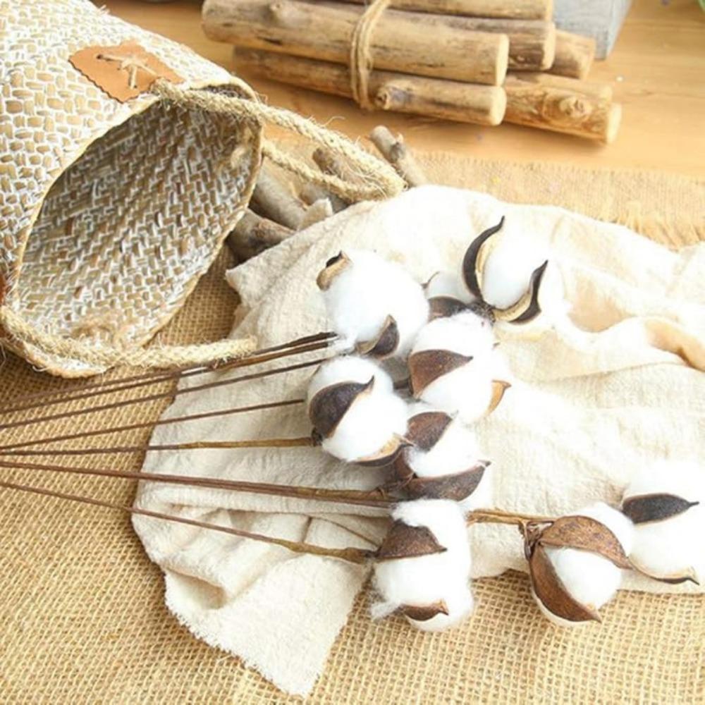 20 шт. хлопковых стеблей, натуральные хлопковые цветы, сушеные хлопковые палочки, ветка для вышивки, наполнитель для фермерского дома, мебель, свадебное украшение для дома своими руками