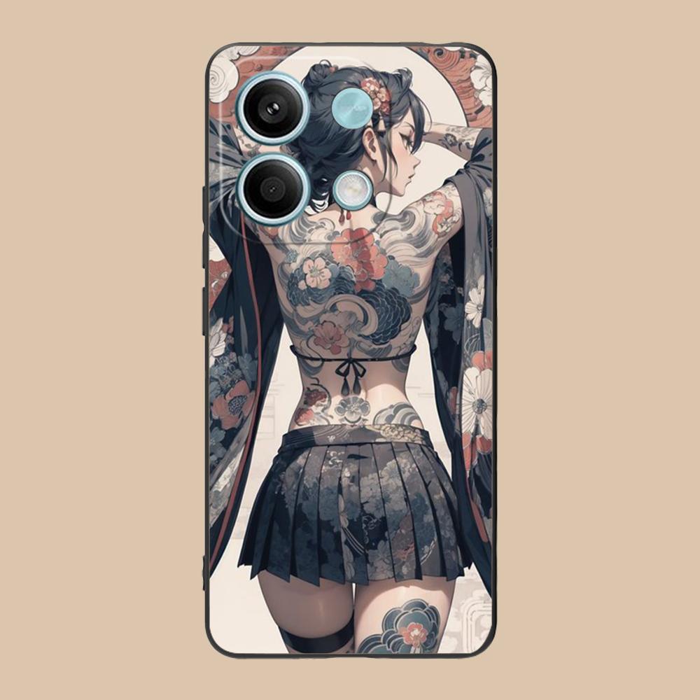 Fashion Tattoo Girl Mobile Phone Case for Xiaomi 15 14 13 12 Mi 11 T Ultra Lite Pro S X 5G Colorful Printing Cover Cover Pretty