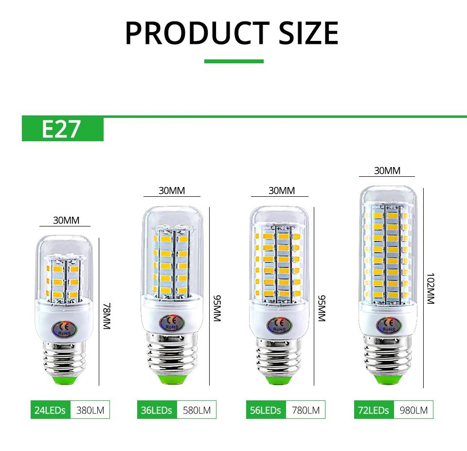 E27 LED Lamp LED SMD 5730 220V Corn Light Bulbs 36 56 72LEDs Lamparas LED Chandelie For Home Decoration Ampoule Led Light