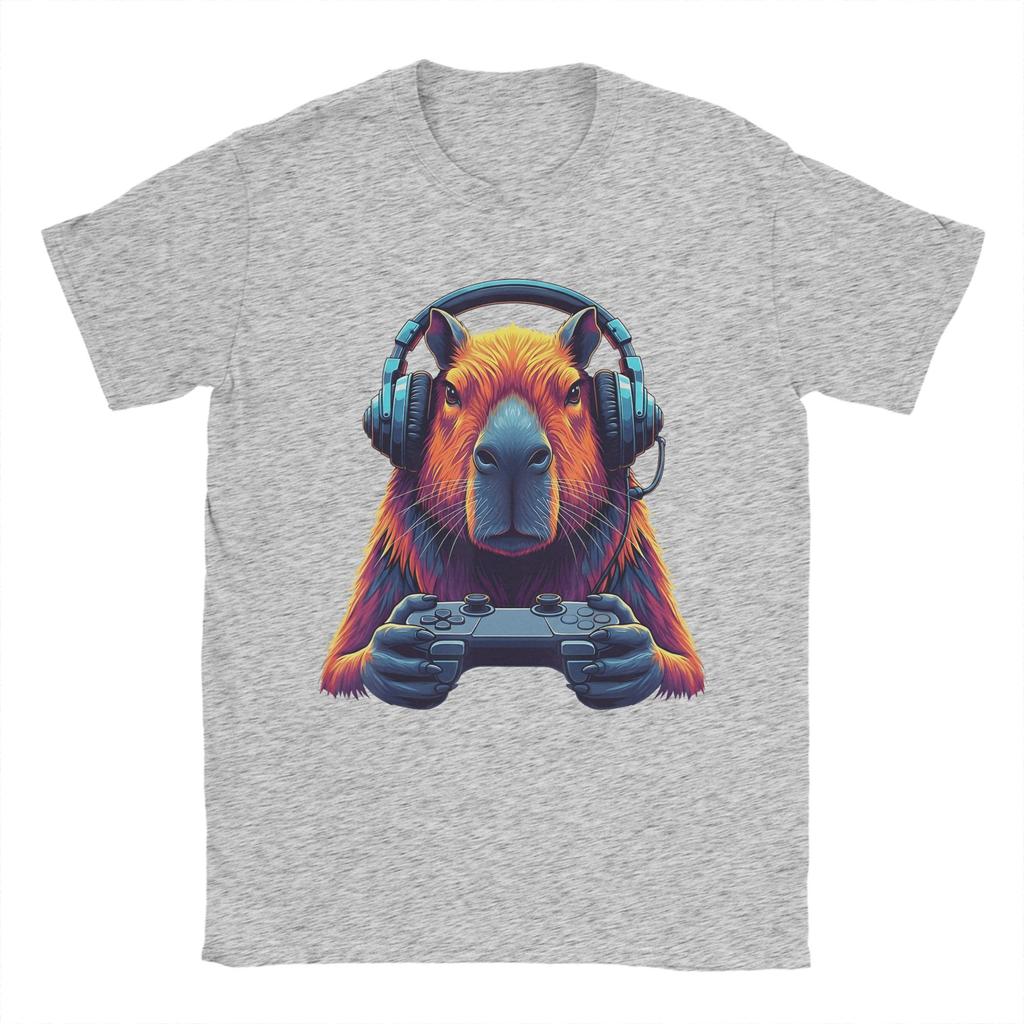 Streetwear TShirt Summer Capybara Funny Video Games Capybara Gaming Gamer Novelty TShirts Pure Cotton Tee Shirt Short Sleeve