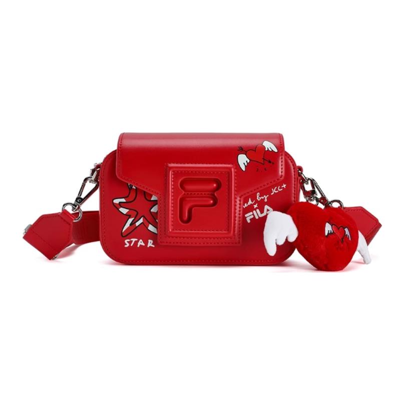 Fila Оригинальная Коробка Маленькая Сумка Через Плечо Повседневная Мода Личность Модная Универсальная PU Сумка Через Плечо Женские сумки Легендарный-Красный F13W519172FRD