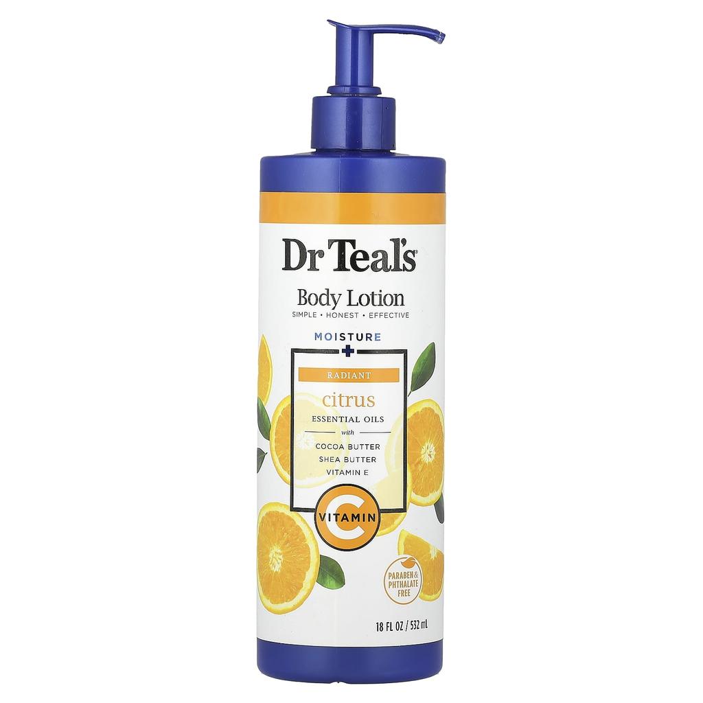 Dr. Teal's Body Lotion, Moisture + Radiant, Citrus, 532 Ml (18 Fl Oz)