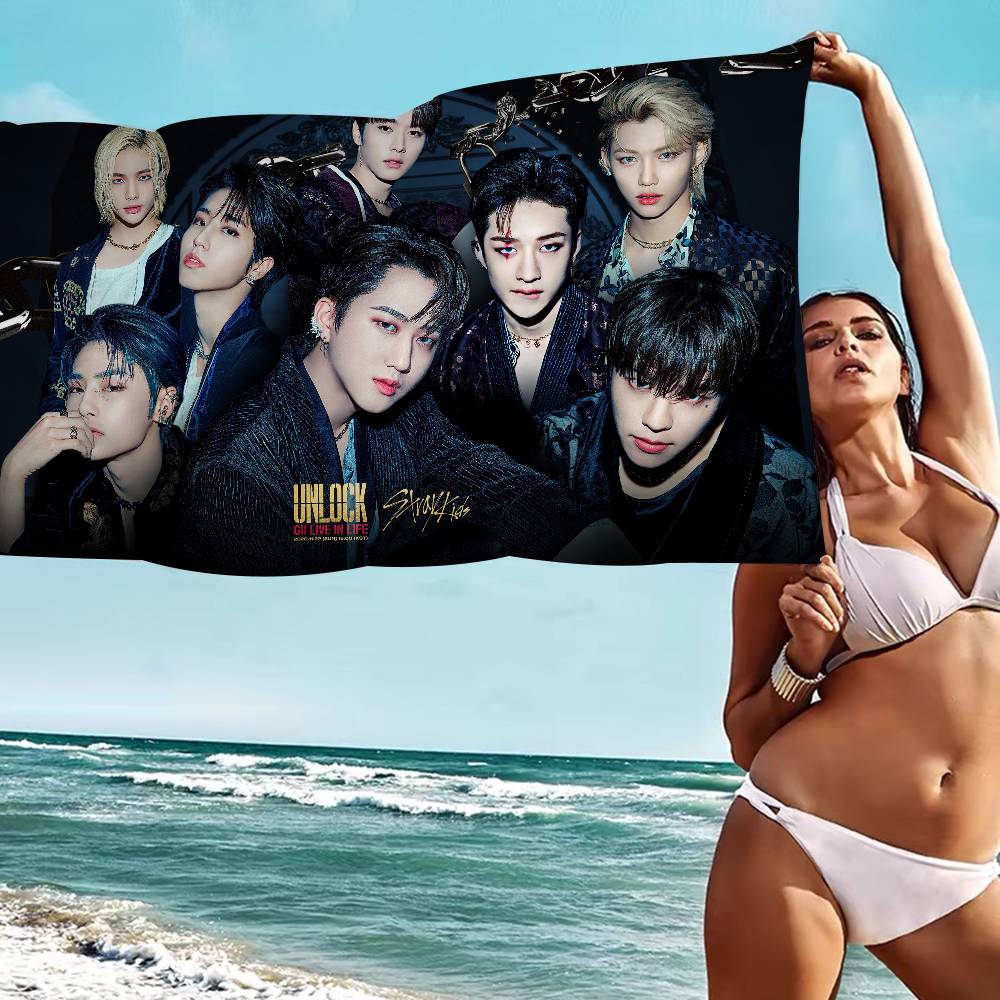 Популярное K-pop S-StrayS K-Kids Пляжное полотенце Цветные банные полотенца для девочки Микрофибра Быстросохнущее Не прилипает песок Пляж Йога Спа