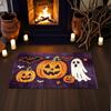 Festive Home Decor Rug Halloween Bath Mat, Pumpkin Ghost Bat Pattern Bathroom Rug, Soft Fluffy Mat Machine Washable Non-Slip Gothic Area for Entrance