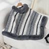 Autumn and Winter Women Stripe Loose Bat Sleeve Cross Border Cloak Cardigan Knitwear Stand Collar Sweater