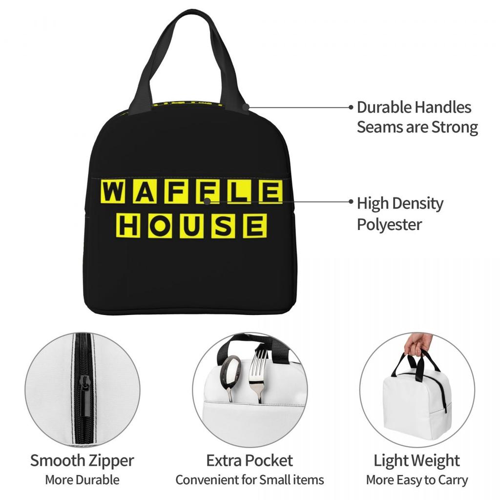 Waffle House Insulated Lunch Bag for Women Kids Portable Food Boxes Thermal Lunch Box Tote