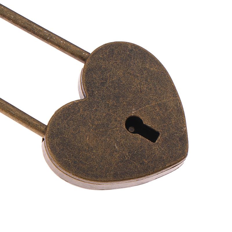 1 Set Metal Heart Shaped Padlock Antique Style Love Lock Set With Key Wedding Valentine'S Day Gifts Couple Wishing Lock