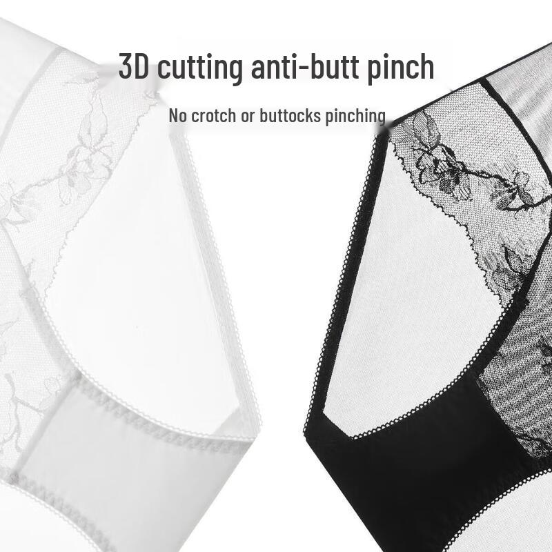 Audifen Women's Ultra-Thin Lace Embroidered Mid-Waist Briefs 2-Pack