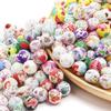 10 шт. 15 мм Новые силиконовые бусины Круглые с рисунком Разноцветные бусины-разделители Пищевого качества Ожерелье для кормления младенцев Цепочка для пустышки Прорезыватели Игрушки