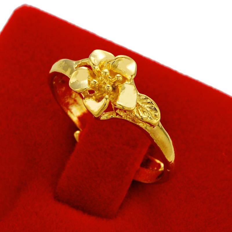 Sand Gold Ring for Women, Long-lasting Color Retention, Niche Sweet Imitation Gold Open Female Ring, Copper Alloy Accessories