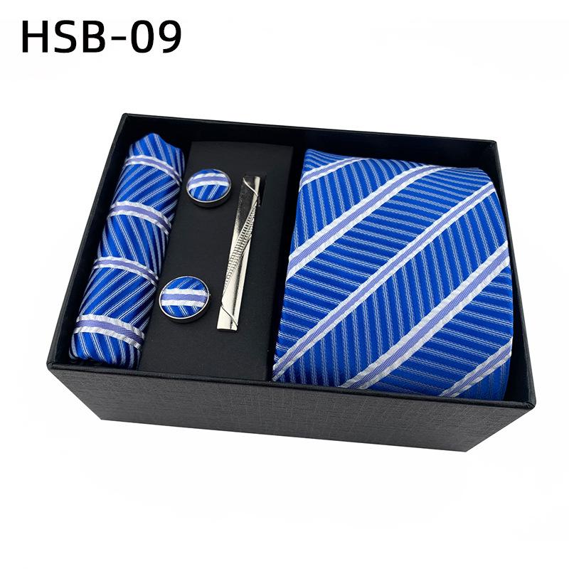 Подарочный набор мужских черных деловых галстуков: Полосатые и однотонные галстуки, нагрудный платок, зажим для галстука