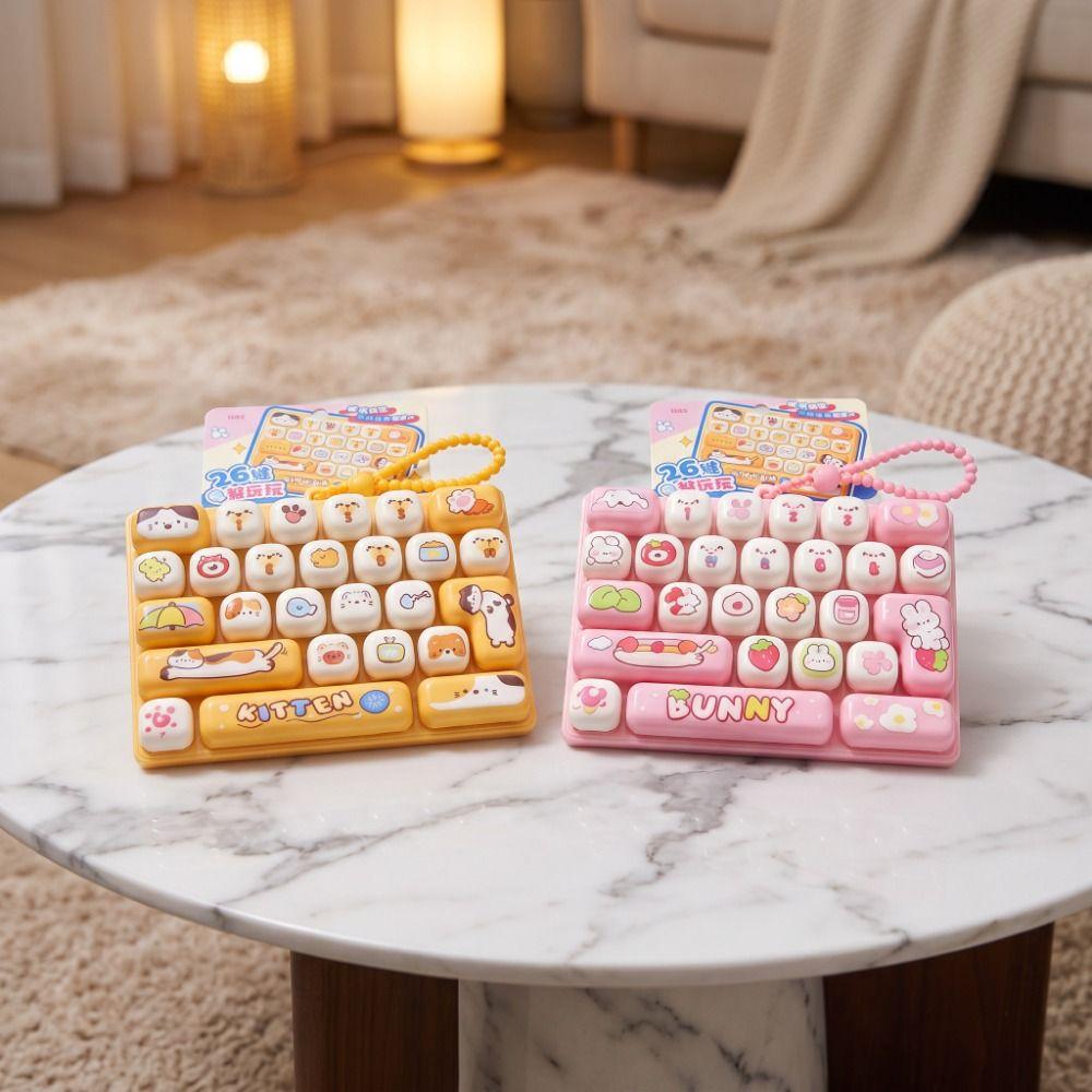 Cute Design Decompression Button Toy 26 Key Keyboard Keychain  Accessories Gift