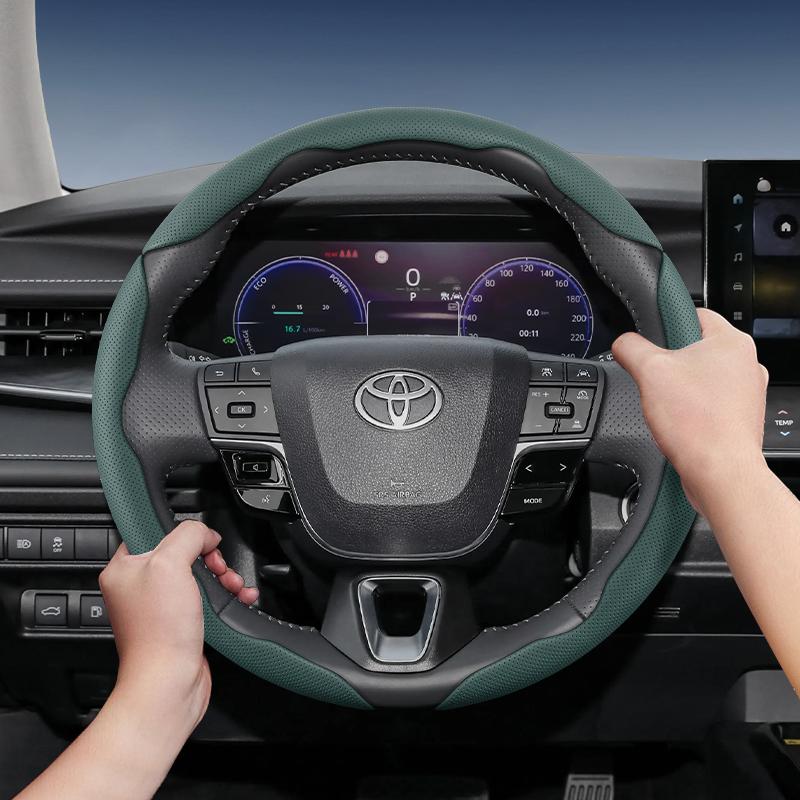 Suitable Toyota thable Hole Leather Steering Wheel Cover Segmented Quick Release Design Non-Slip Durable Chr Yaris Auris Rav4 Corolla Hilux EZ0