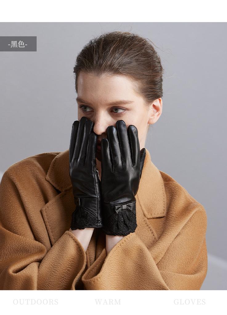 Hengyuan Xiang Gloves for Women, Autumn and Winter with Plush Inner Lining for Double Warmth, Full Palm Flexible Touch Screen Gloves