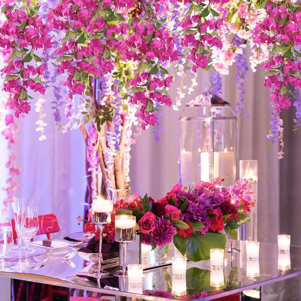 2 шт. Искусственный фиолетовый цветок для свадебной вечеринки, дворового сада, орхидея, искусственный цветок, листья, лианы, настенные растения, домашнее украшение