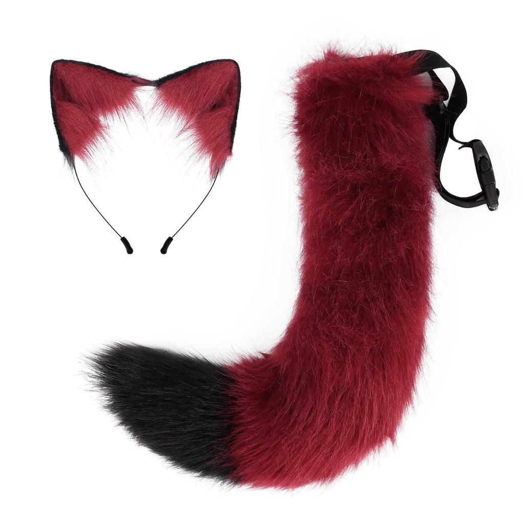 Halloween cos simulation fox plush tail cute accessories animal tail cat ears headband headdress
