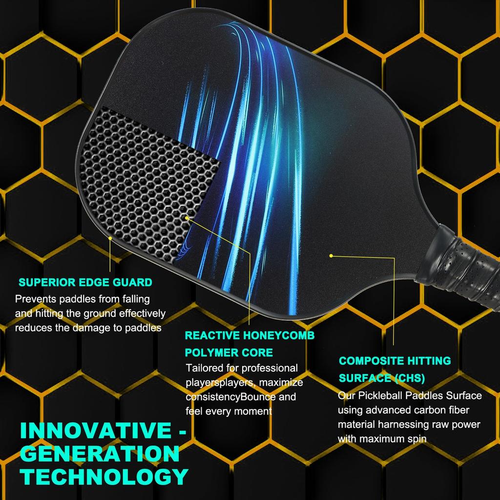 Набор ракеток для пиклбола PATIKIL, одобренная USAPA, ракетка для пиклбола с покрытием из стекловолокна и мягкой рукояткой, 2 ракетки, 4 мяча для пиклбола, 1 сумка для переноски для мужчин