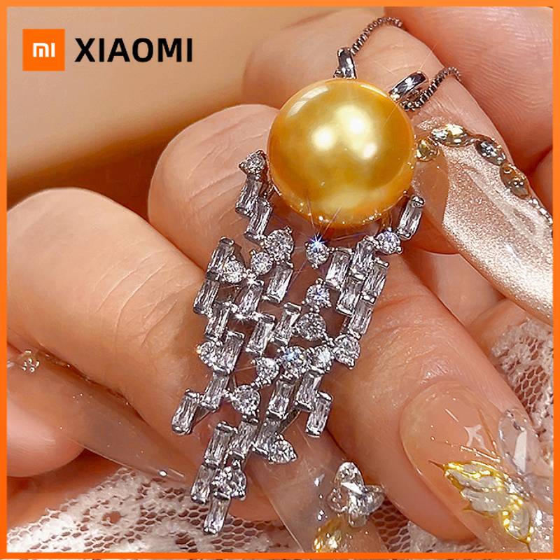Xiaomi Huitan Elegant Women Imitation Pearl Pendant Necklace Aesthetic Wedding Accessories Hollow Geometric Design Jewelry Inlaid CZ